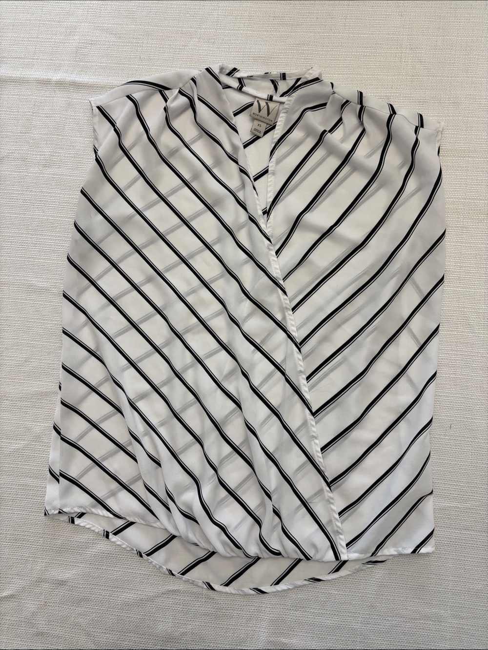 W by Worth Black & White Diagonal Stripe Wrap Blouse
